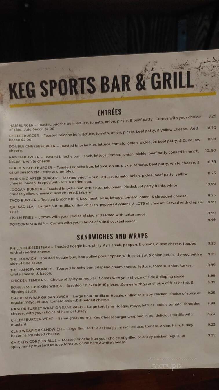 Keg Bar & Grill - Colwich, KS menu_pic