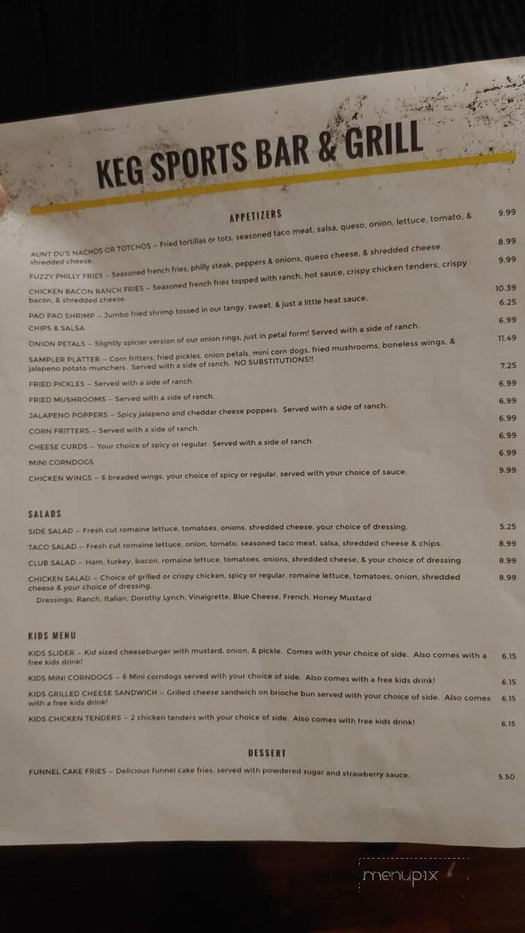 Keg Bar & Grill - Colwich, KS menu_pic