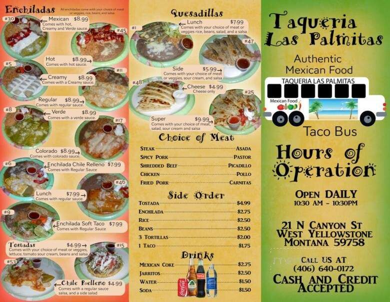 Taqueria Las Palmitas Mexican Food - West Yellowstone, MT menu_pic