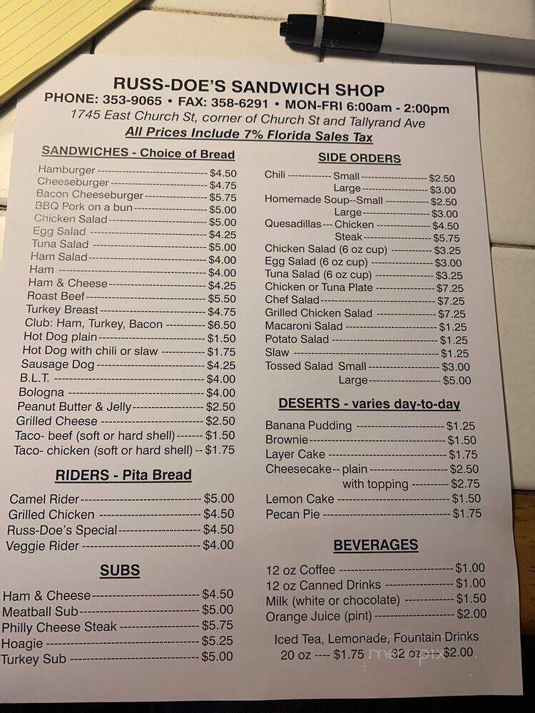 Russ-Doe's Sandwich Shop - Jacksonville, FL