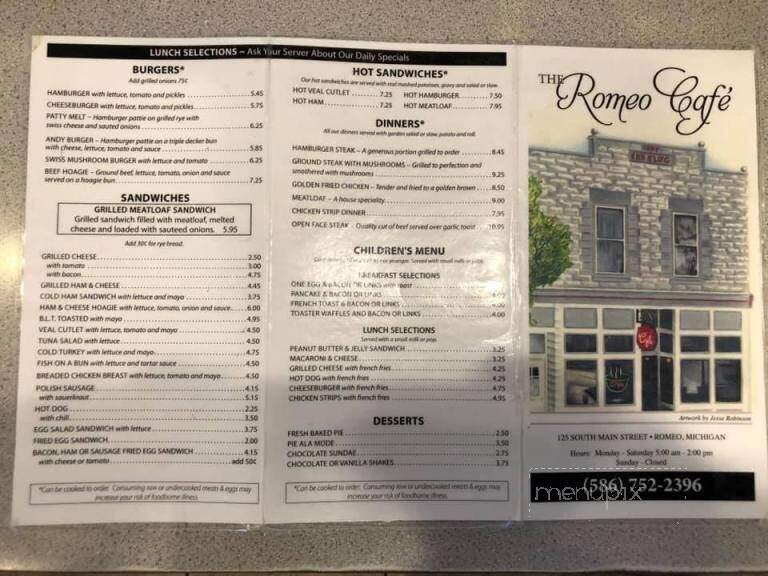 Romeo Cafe - Romeo, MI menu_pic