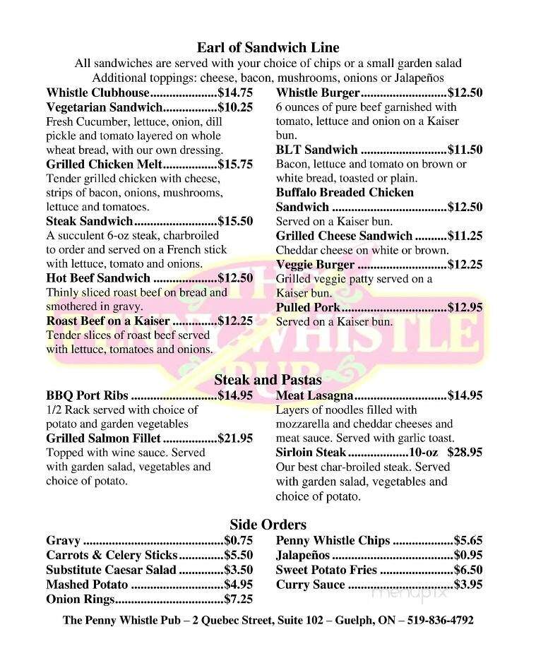Penny Whistle - Guelph, ON menu_pic