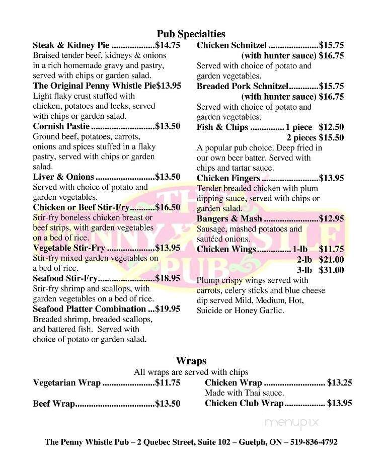 Penny Whistle - Guelph, ON menu_pic