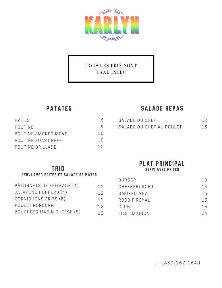 Chez Grand-Man - Saint-Zotique, QC menu_pic