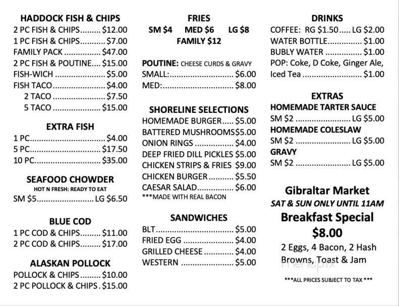 Craklins Fish & Chips - Lucan, ON menu_pic