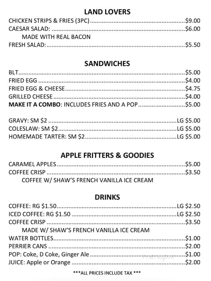 Craklins Fish & Chips - Lucan, ON menu_pic