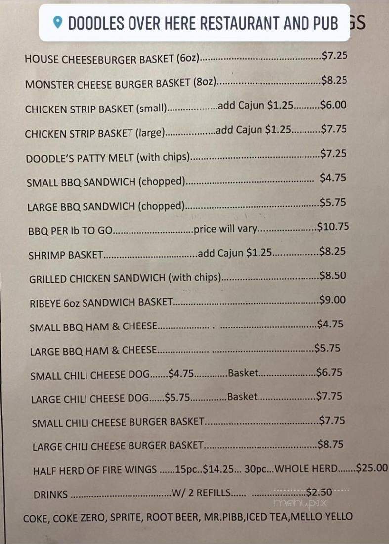 Doodles Over Here Restaurant & Pub - Paducah, KY menu_pic
