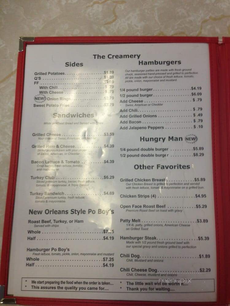 Creamery - West Monroe, LA menu_pic