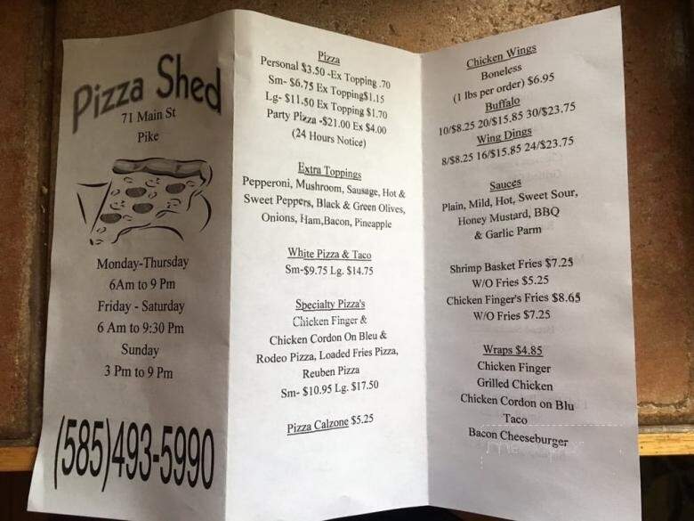 Pizza Shed - Pike, NY menu_pic