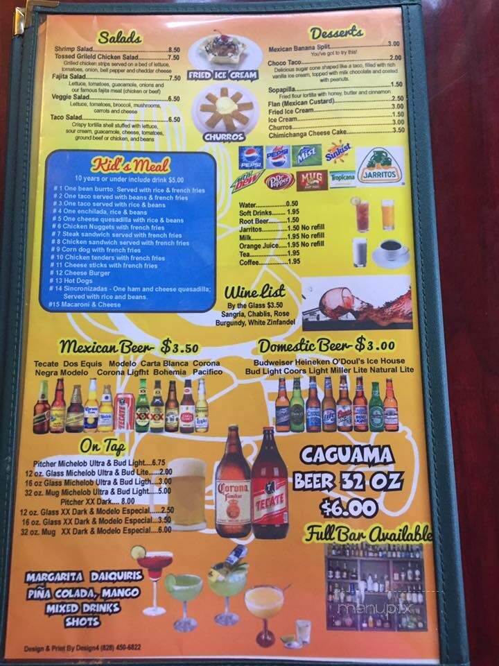 El Sureno Mexican Restaurant - Columbus, NC menu_pic