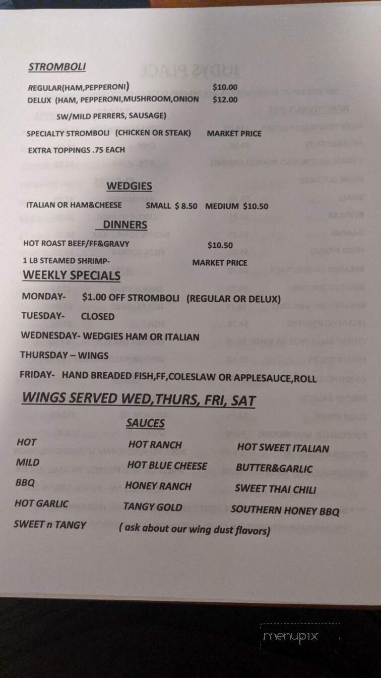 Judy's Place - Schellsburg, PA menu_pic