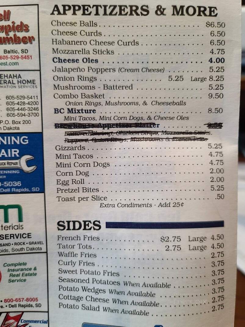 Baltic Corner - Dell Rapids, SD menu_pic