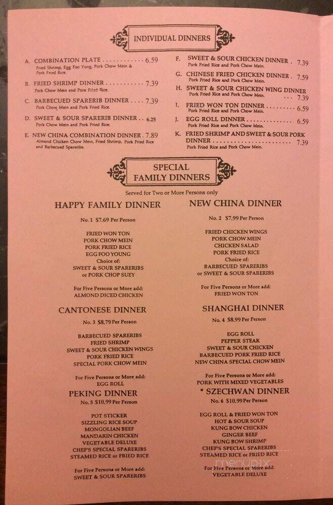 New China Restaurant - Corcoran, CA menu_pic