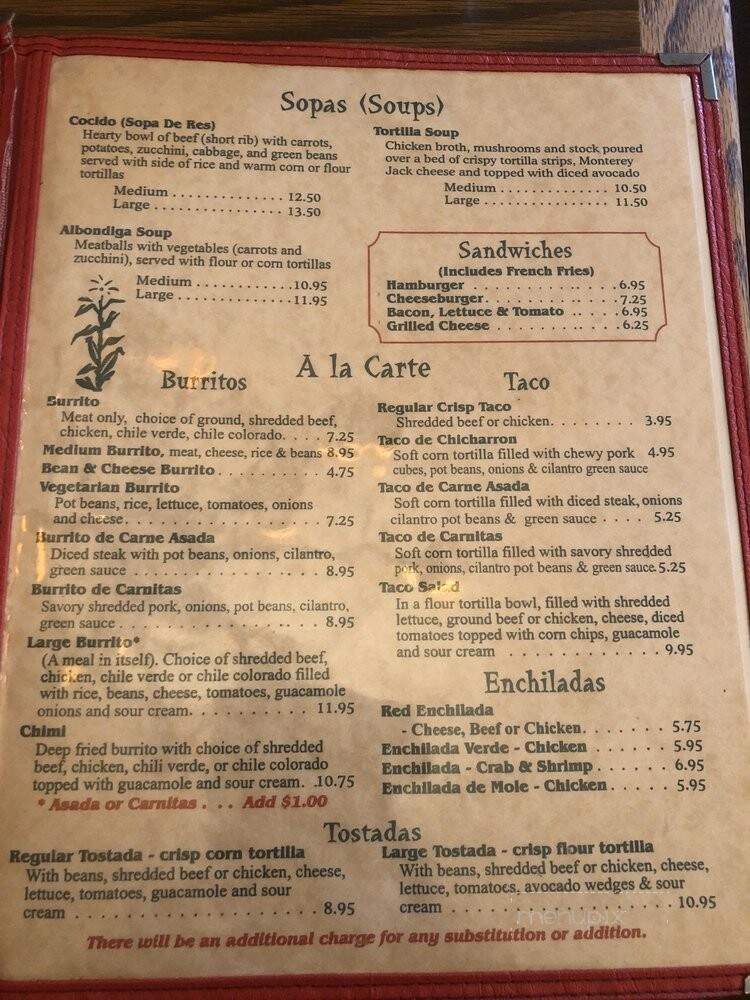 La Milpa Mexican Restaurant - Milpitas, CA menu_pic