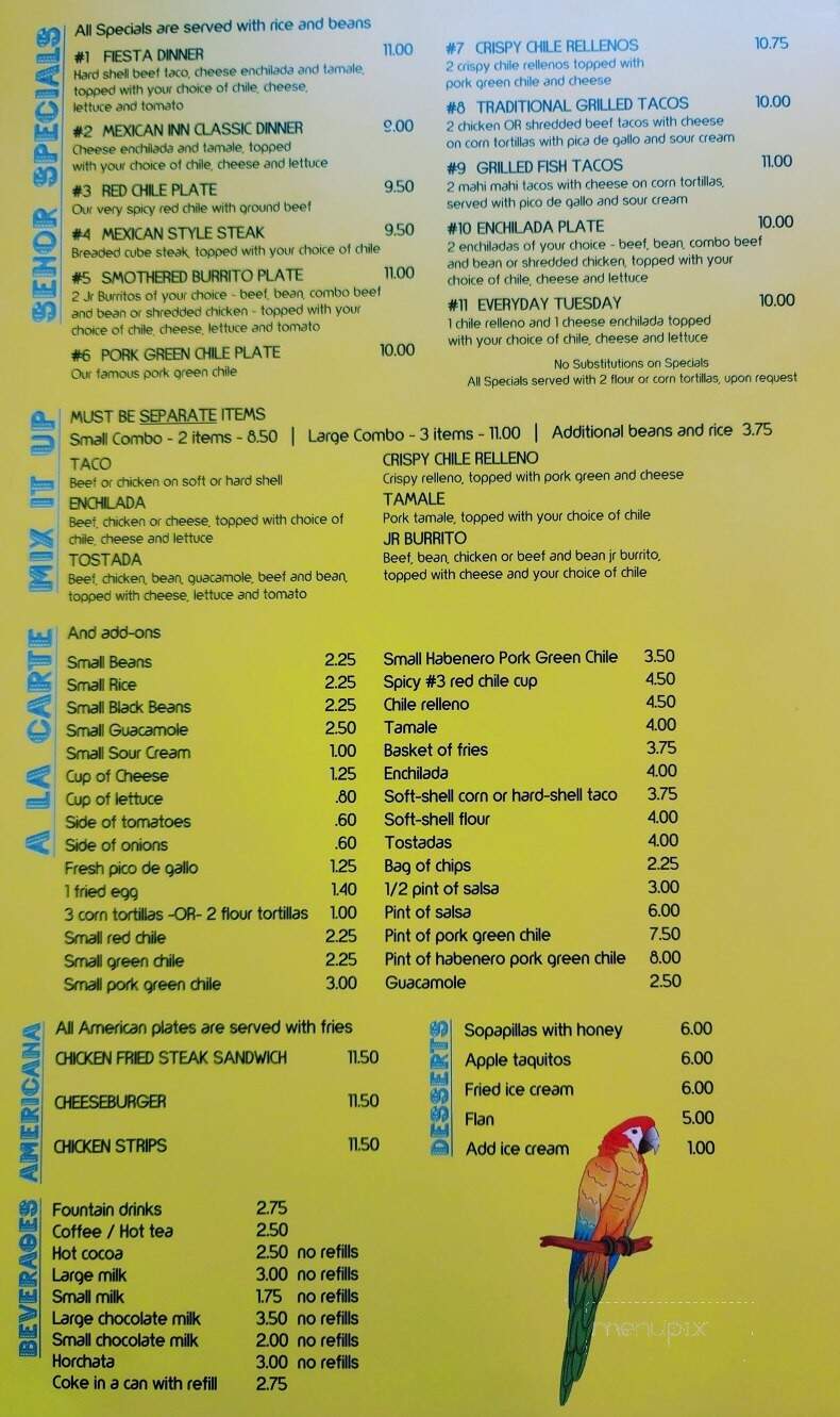 Senor Rafael's - Loveland, CO menu_pic