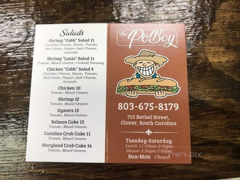 The Po Boy Saltwater Markets - Clover, SC menu_pic