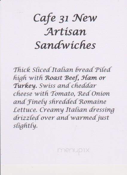 Cafe 31 - Montague, MI menu_pic