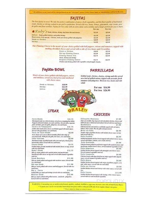 Ruby's Mexican Grill & Cantina - Albertville, AL menu_pic