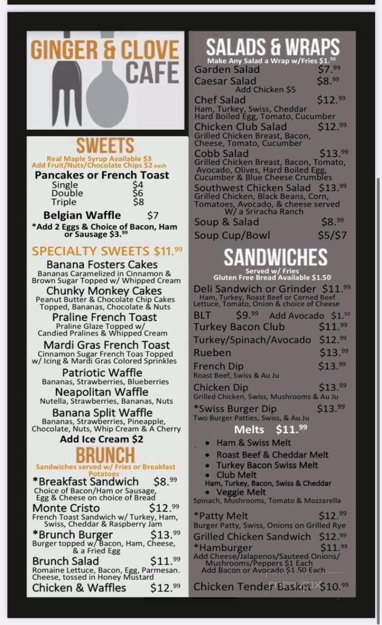 Ginger & Clove Cafe - Hampton, NH menu_pic
