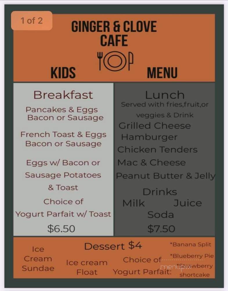 Ginger & Clove Cafe - Hampton, NH menu_pic