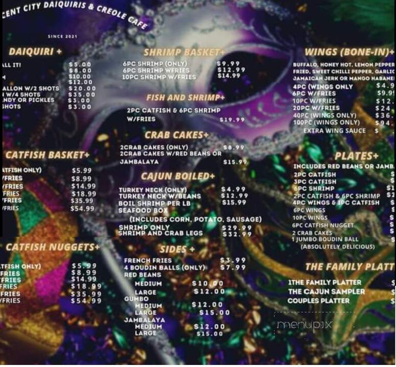 Crescent City Daiquiris & Creole Cafe - Waxahachie, TX menu_pic