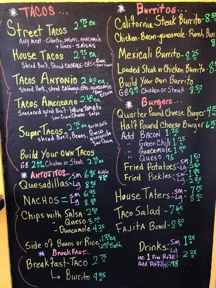 Tacos N Taters Fajita Grill - Frederick, OK menu_pic