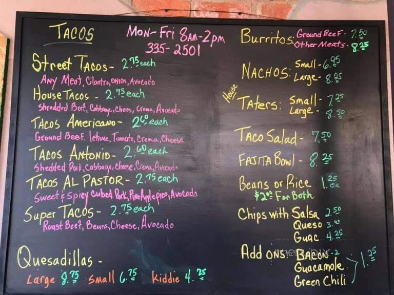 Tacos N Taters Fajita Grill - Frederick, OK menu_pic