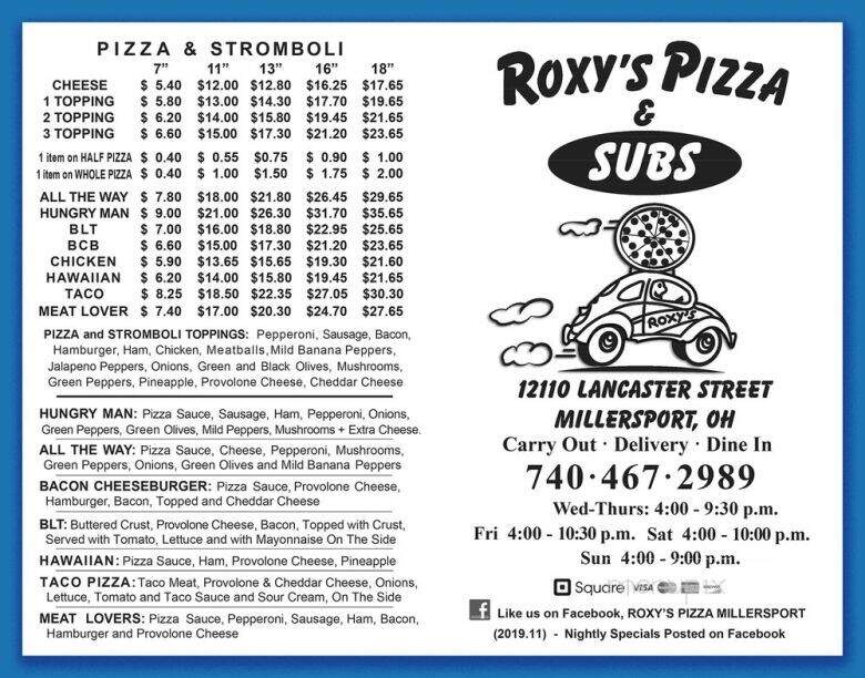Roxy's Pizza & Restaurant - Millersport, OH