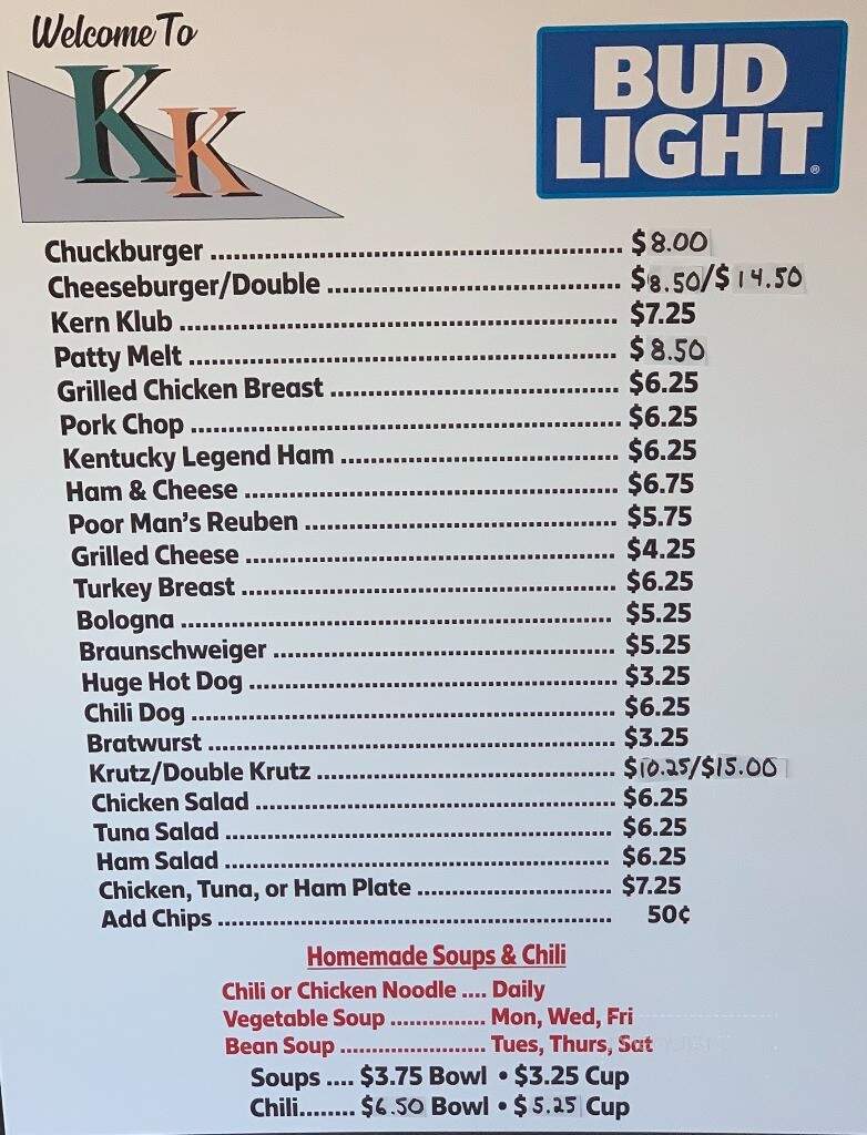 Kern's Korner - Louisville, KY menu_pic