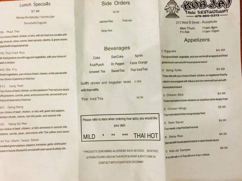Kob Jai - Russellville, AR menu_pic