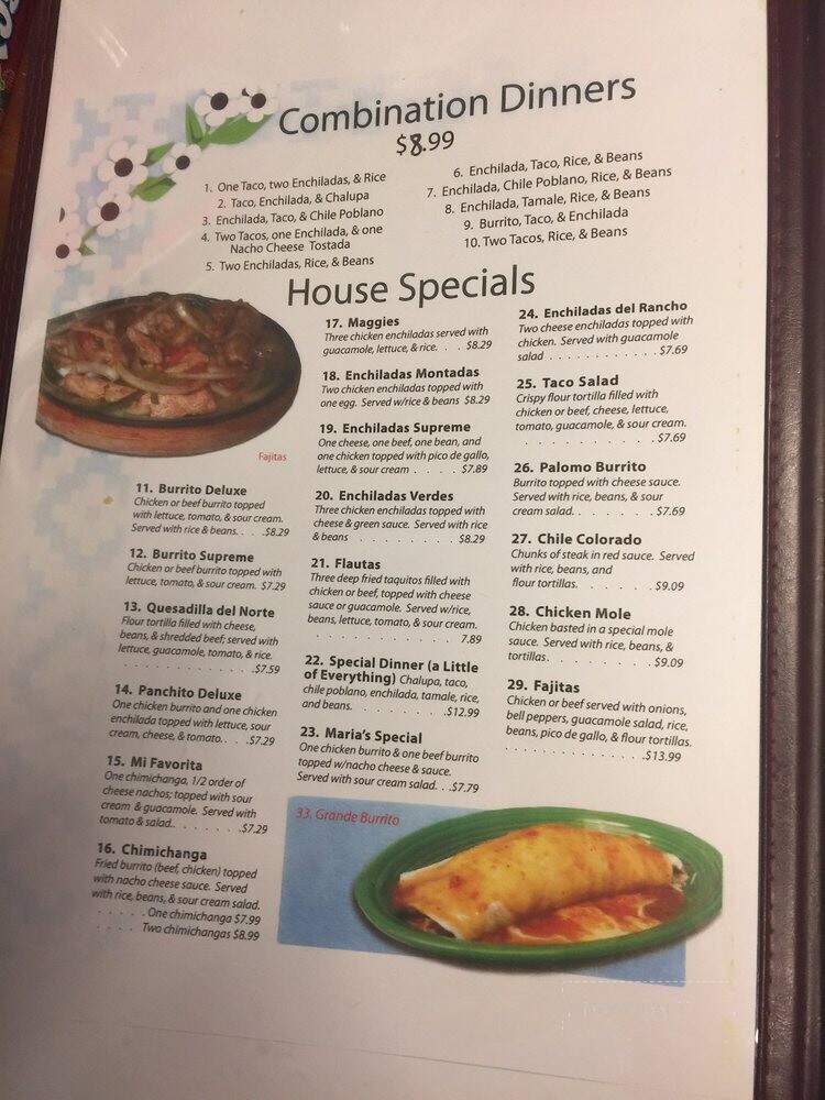 Margaritas Mexican Restaurant - Middlebury, IN menu_pic