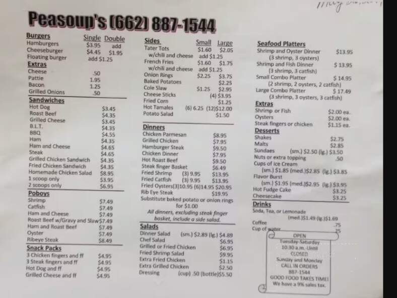 Pea Soups - Indianola, MS menu_pic