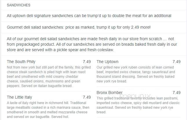 uptown Deli & Bakery - Richmond Hill, GA menu_pic