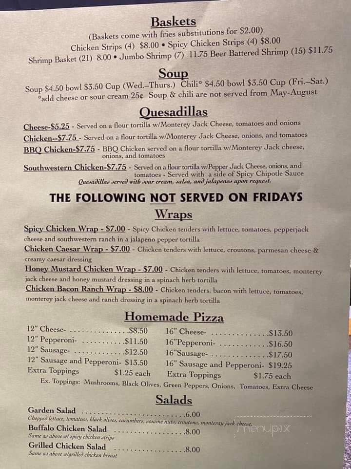 Sand Trap - Lakewood, WI menu_pic