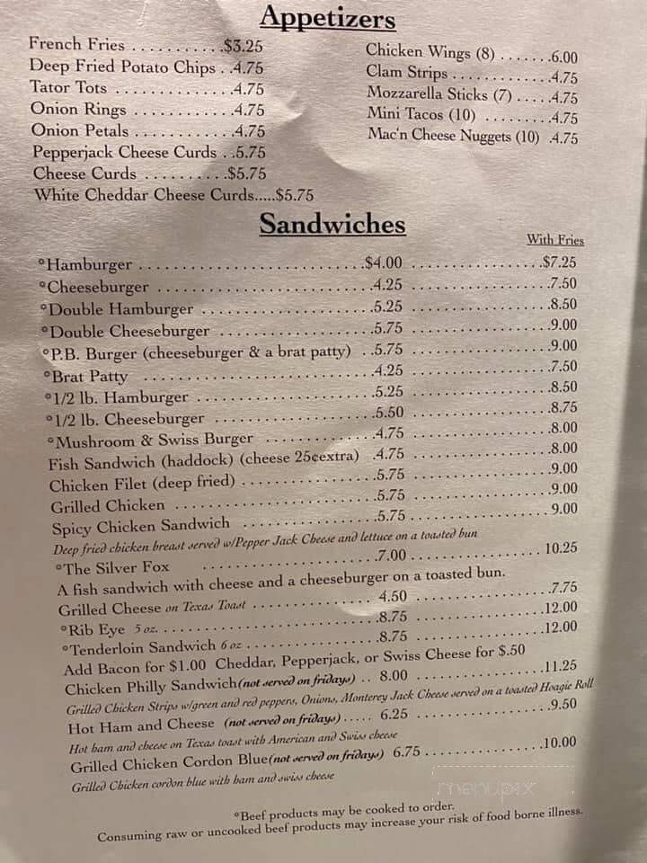 Sand Trap - Lakewood, WI menu_pic
