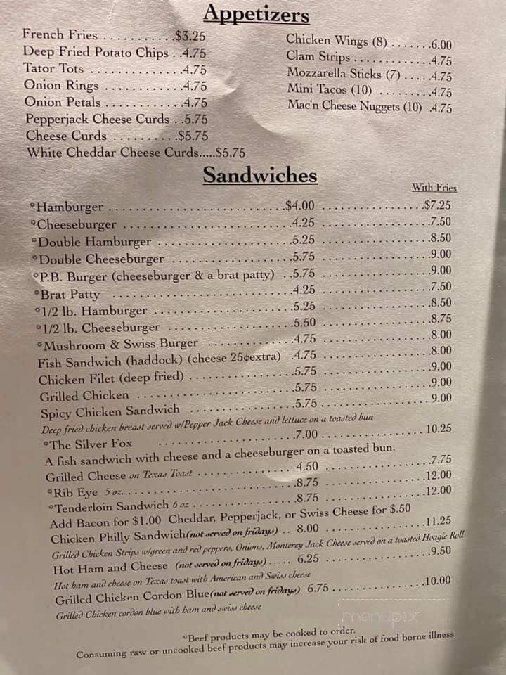 Sand Trap - Lakewood, WI menu_pic