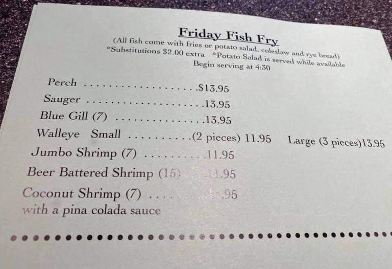 Sand Trap - Lakewood, WI menu_pic