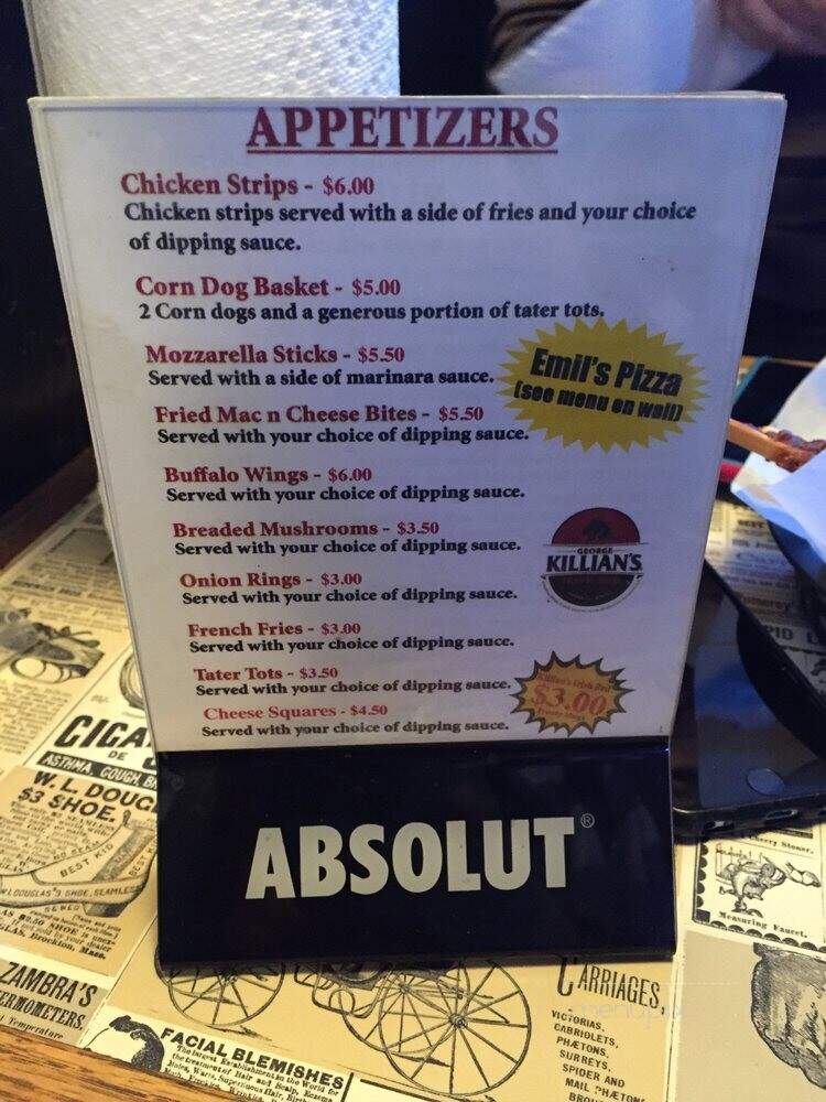 Paddy O'S Pub - Kenosha, WI menu_pic