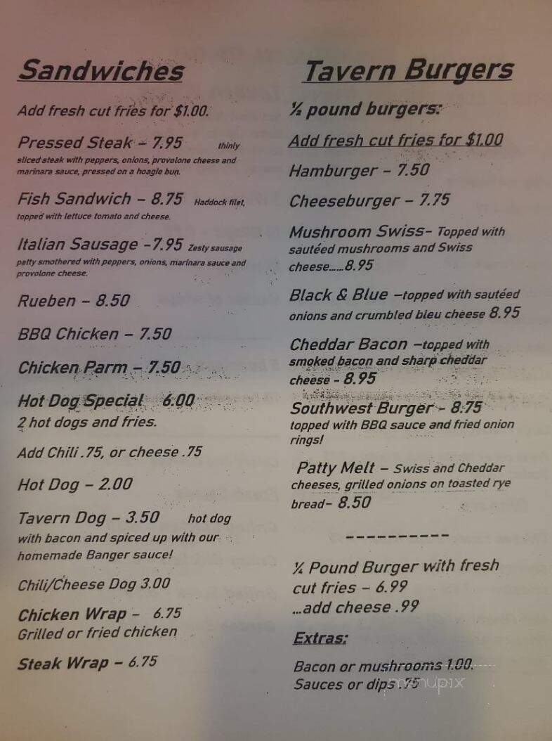Middlesex Tavern - West Middlesex, PA menu_pic