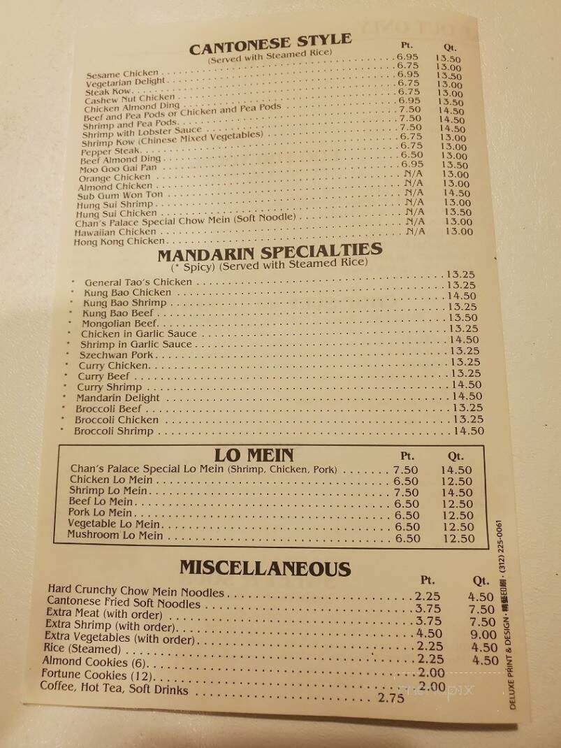 Chan's Palace - Paw Paw, MI menu_pic