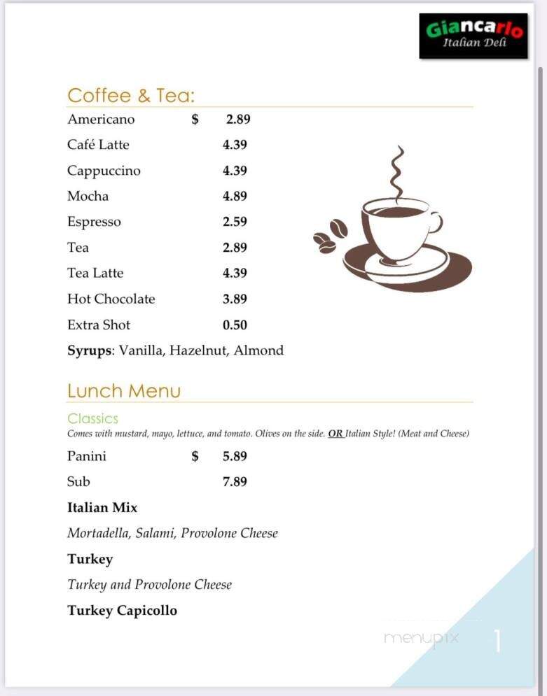 Giancarlo Italian Deli - Coquitlam, BC menu_pic