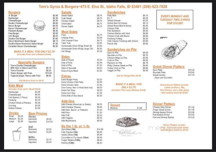 Tom's Gyros & Burgers - Idaho Falls, ID menu_pic