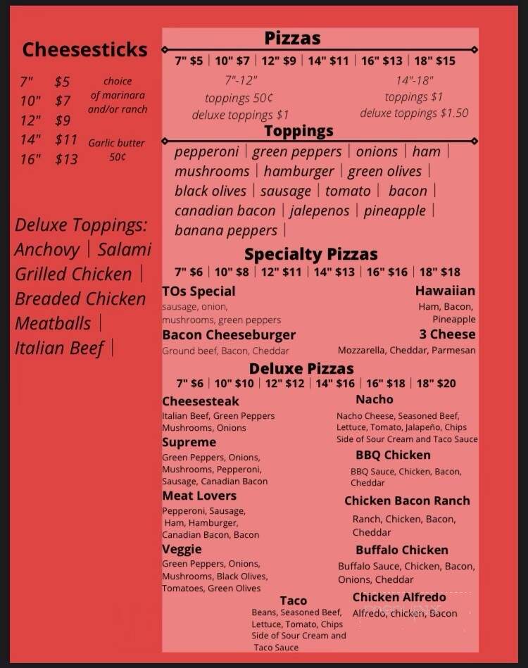 T O's Pizza - Virginia, IL