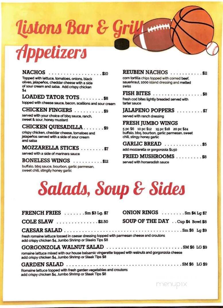 Listons Bar & Grill - Worthington, MA menu_pic