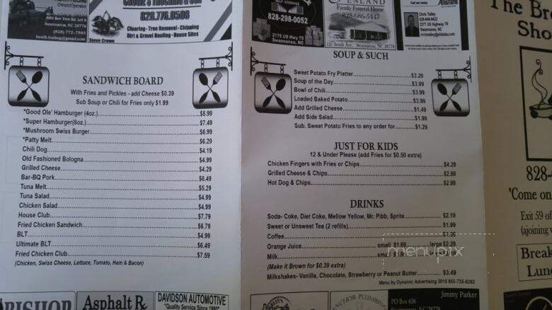 Breakfast Shoppe - Swannanoa, NC menu_pic