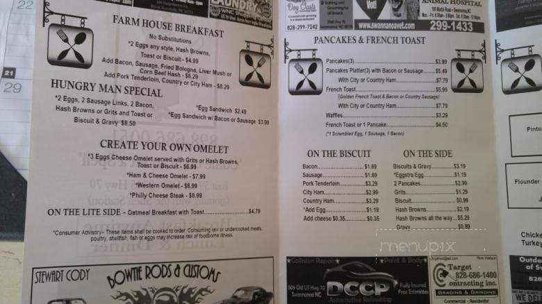 Breakfast Shoppe - Swannanoa, NC menu_pic