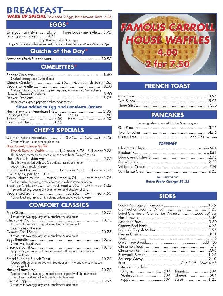 Carroll House Restaurant - Sister Bay, WI menu_pic