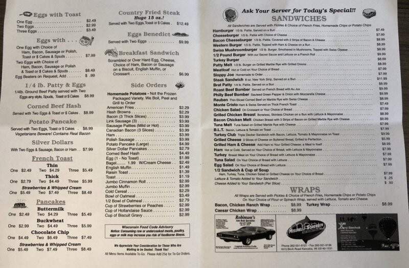 Danny's Cafe - Kenosha, WI menu_pic