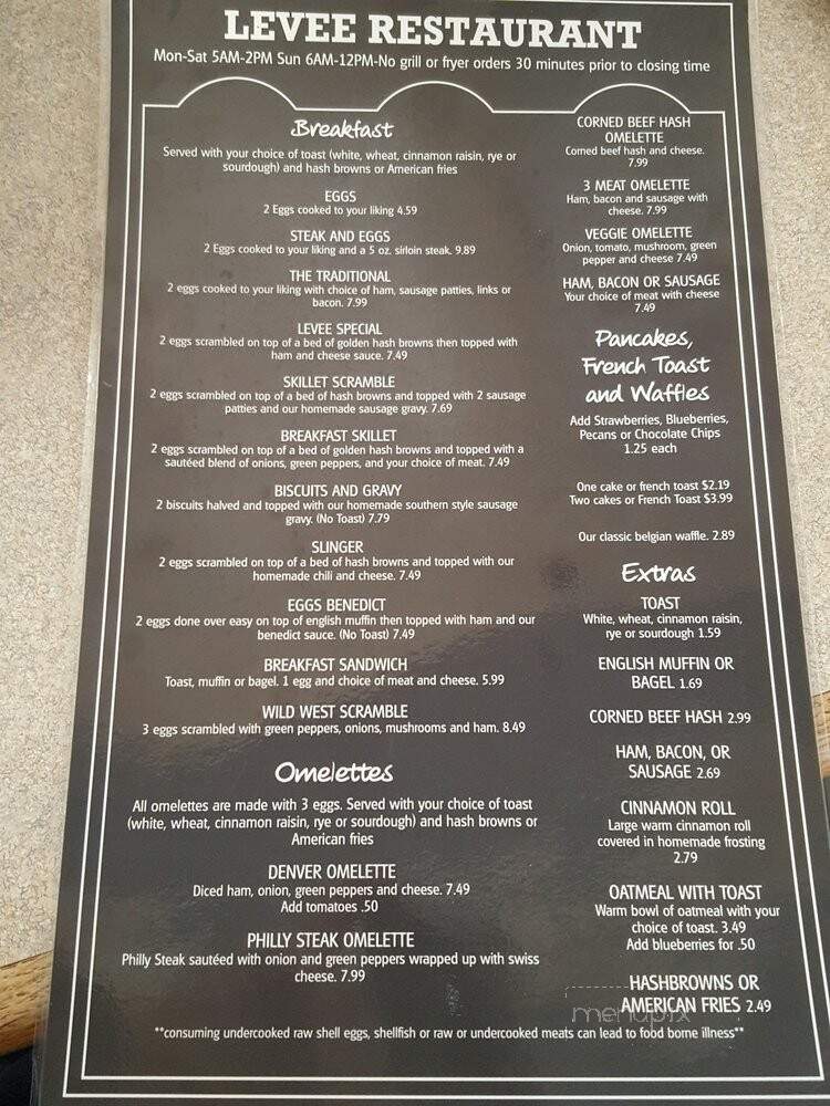 Levee Restaurant - Portage, WI menu_pic