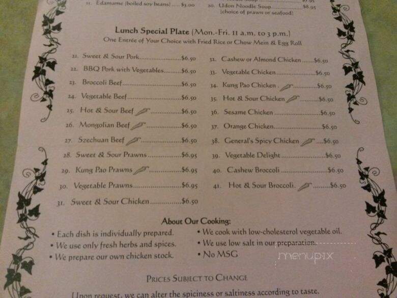Chopsticks - Lakeport, CA menu_pic